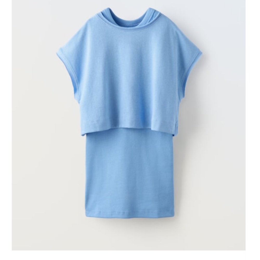Zara Girls Ribbed Dress with Matching Shirt